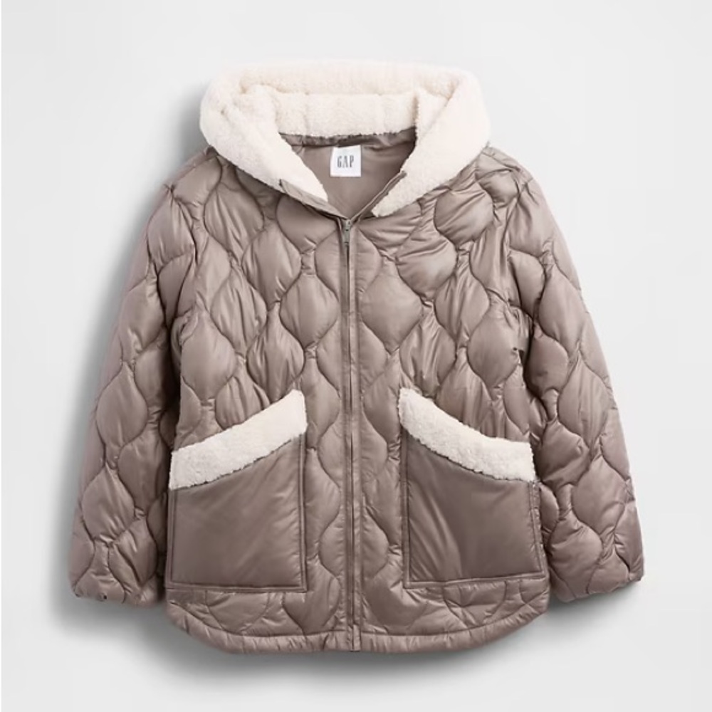100% Recycled Relaxed Sherpa-Trim Jacket